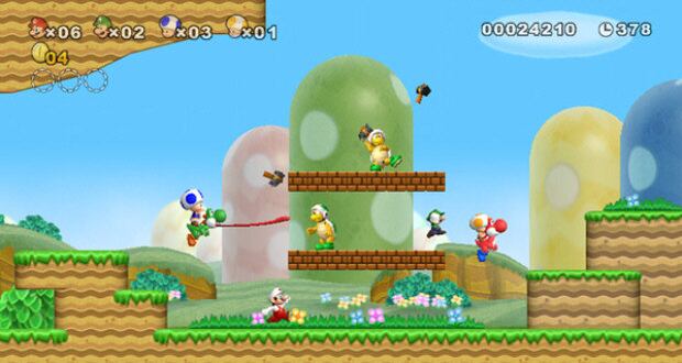 Numa versão 2.5D (estilo de gráfico que lembra 3D, mas não é), o jogo New Super Mario Bros. traz novamente Bowser Jr. como vilão. Peach é sequestrada por ele, e Mario precisa se aventurar por oito mundos para salvá-la