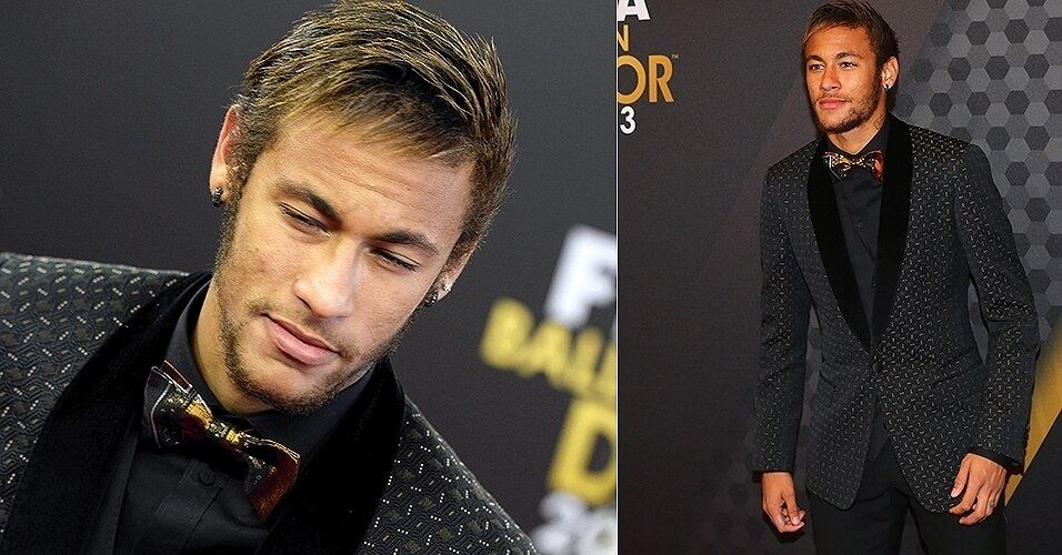 Apostou também em look preto com destaques 