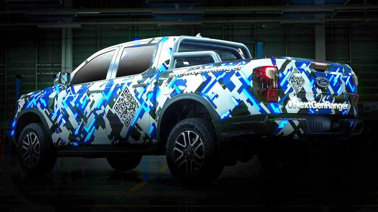 Perfil já revelado pela Ford com a nova geração da Ranger que terá inéditas versões híbridas
