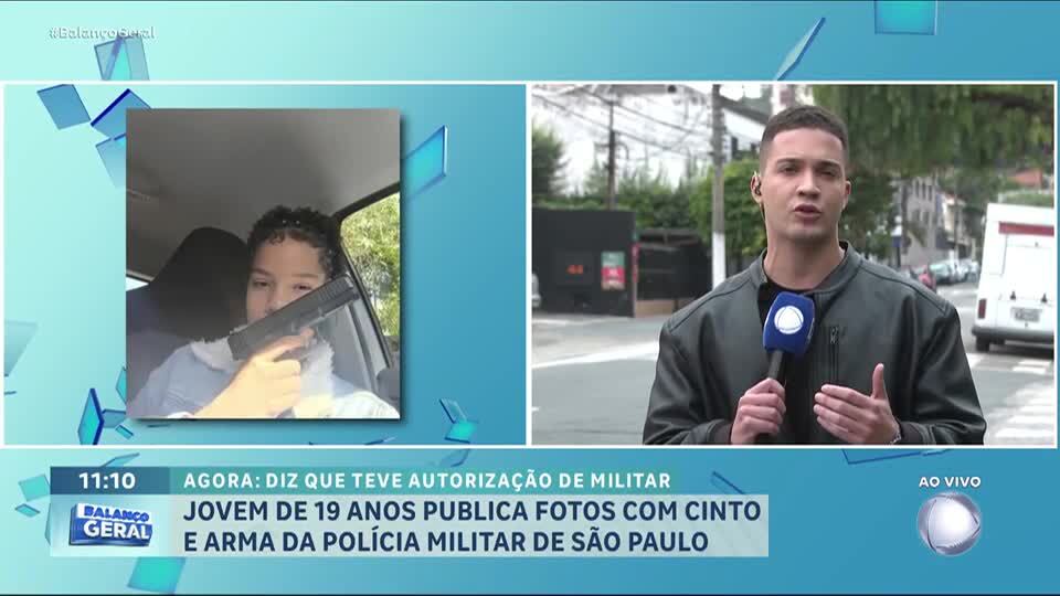 Jovem de 19 anos publica fotos com cinto e arma da Polícia Militar de São Paulo