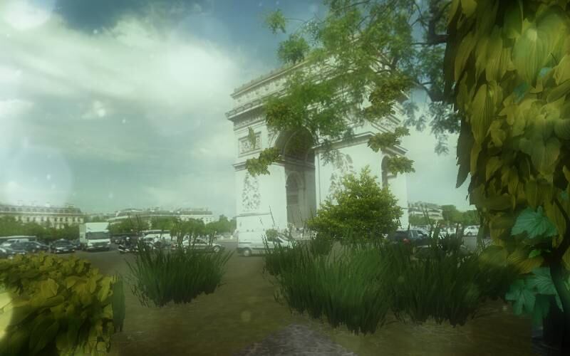 O criador usou dados do Google Maps para determinar realisticamente a posição de árvores, folhas e cipós que cresceriam para dentro e em torno dos edifícios