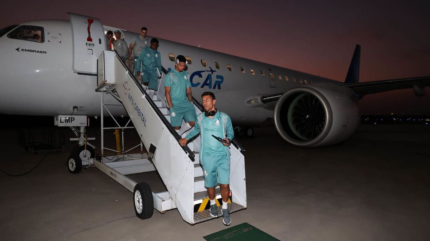 Elenco Palmeiras, avião, Leila Pereira