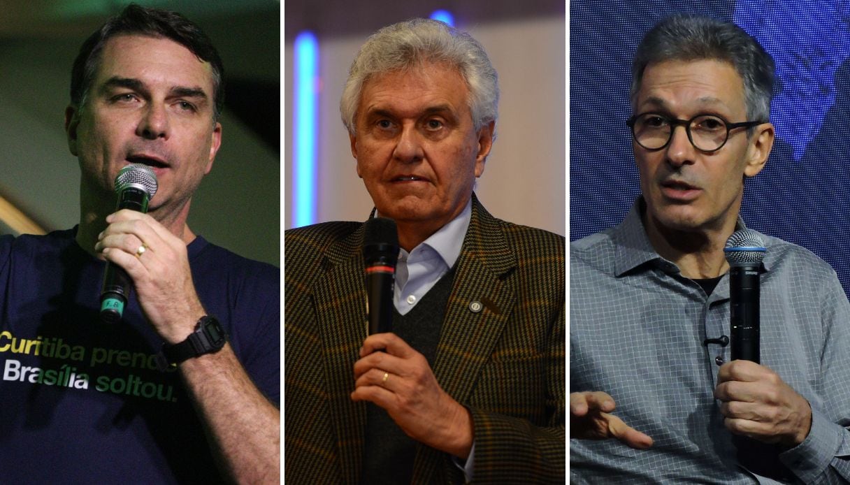 Flávio Bolsonaro, Ronaldo Caiado e Romeu Zema