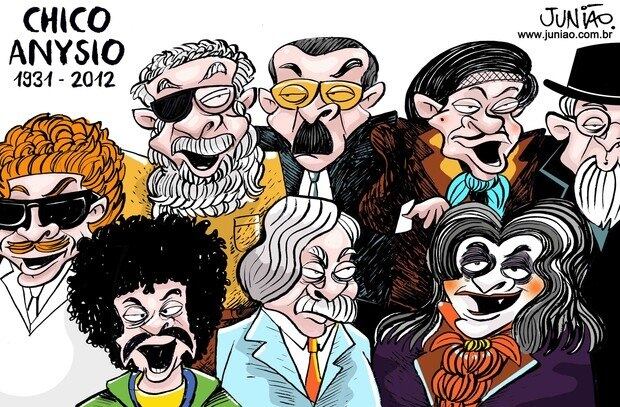 

Em 2012, o
Brasil se entristeceu com a morte de Chico Anysio. Na época, 66 cartunistas de
todo o país se reuniram para criar uma exposição de caricaturas do saudoso humorista que foi
realizada em um shopping da capital paulista. Relembre os personagens mais marcantes de Chico Anysio

