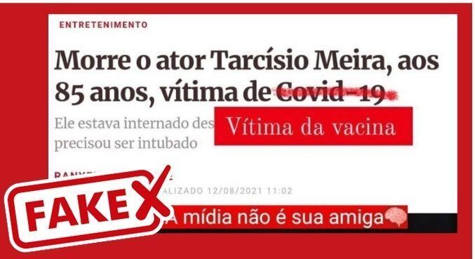 Ator Tarcísio Meira morre aos 85 anos vitima de complicações decorrentes da Covid-19