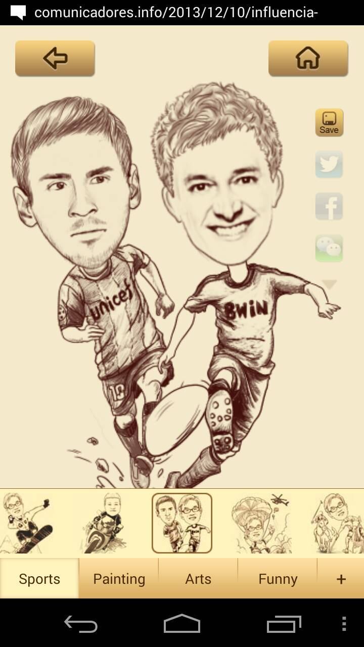 Ainda é possível usar a opção Designs para mudar o fundo e a situação em que a caricatura vai estar. Uma das mais famosas entre os homens é colocar sua caricatura ao lado do meia argentino Lionel Messi, do Barcelona