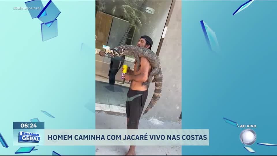 Homem tenta trocar jacaré vivo por comida em Manaus (AM)