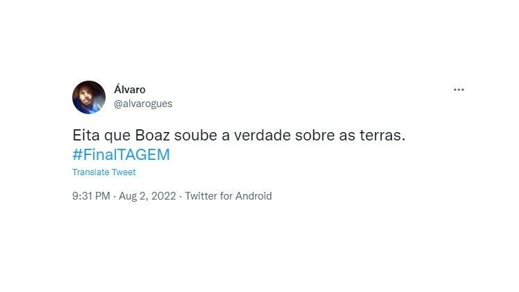 Na parte bíblica da trama, Boaz descobriu que Tadeu (Luan Argollo) já tinha recebido pelas terras de Elimeleque (Alexandre Barros). Assim, o sobrinho de Noemi (Adriana Garambone) abriu mão dos bens e da remissão de Rute. Os anciãos, então, concederam a Boaz o direito de se casar e formar uma família com a moabita