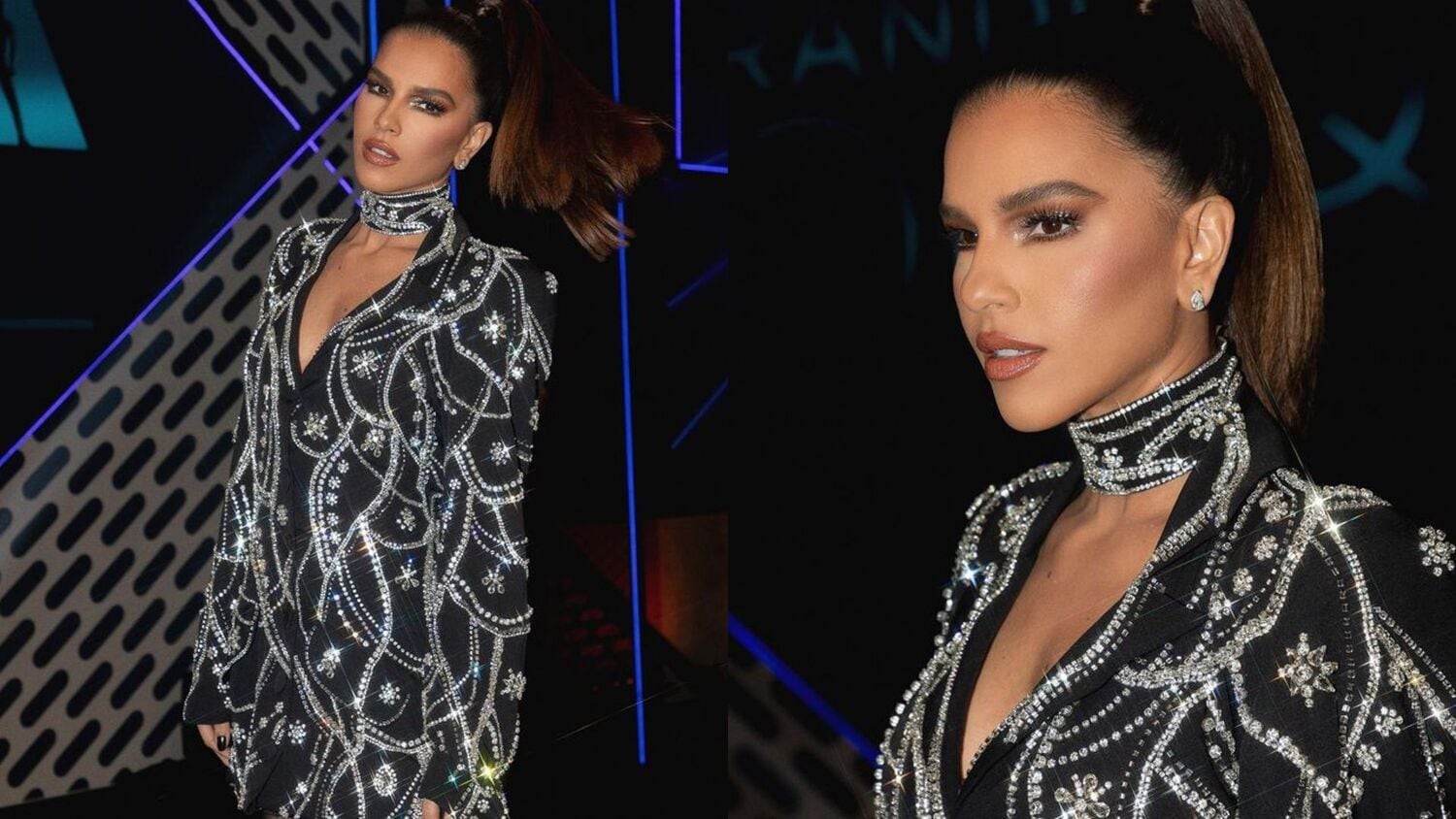 Na final do reality, Mari brilhou com o vestido tuxedo impecável! A peça, assinada pela estilista Fernanda Baião, tinha pedrarias aplicadas em todo o tecido e colarinho em destaque. Um luxo!
Os looks da semana também seguiram a linha do pretinho nada básico. Relembre: