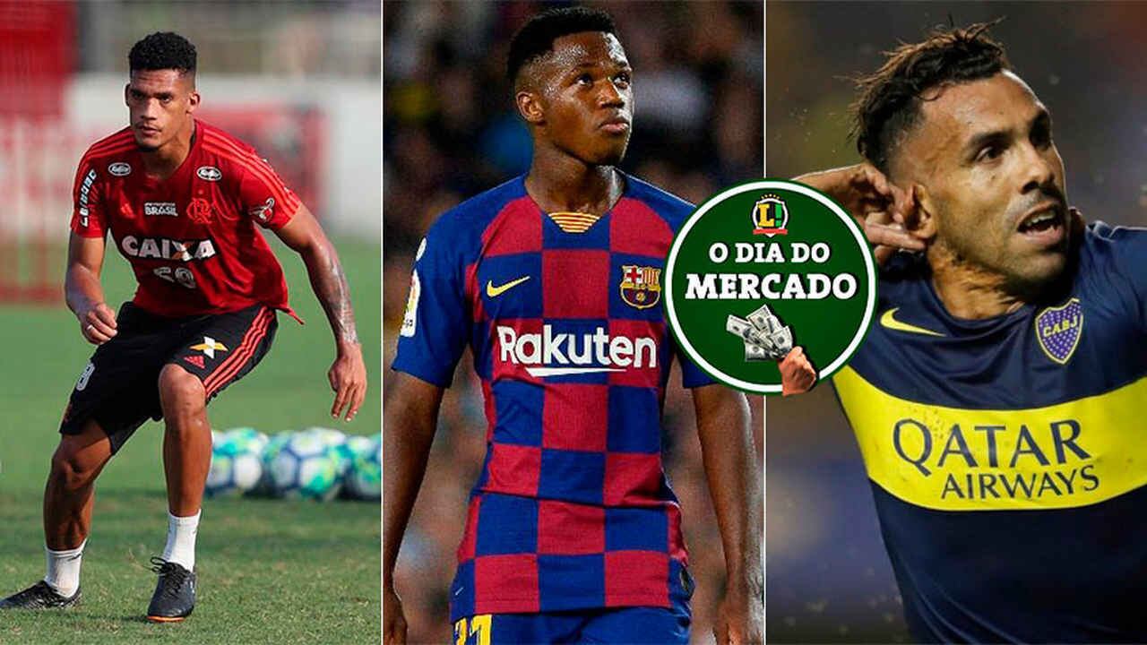 Mesmo com a pandemia por conta do coronavírus, o mercado da bola não para. Este sábado tem a provável saída de um zagueiro do Flamengo, mudanças para Ansu Fati no Barcelona e o futuro de Tévez. Veja as negociações!