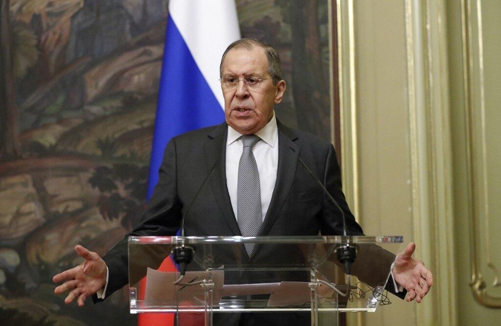 O ministro das Relações Exteriores da Rússia, Sergei Lavrov, durante entrevista coletiva em Moscou