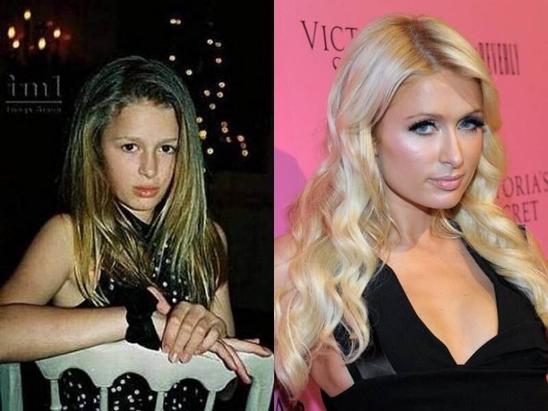 Paris Hilton pode até querer enganar. Mas, ao ser comparada com suas fotos de infância, fica evidente: aqueles olhos azuis não são dela