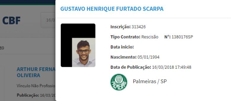 A publicação da rescisão de Gustavo Scarpa
