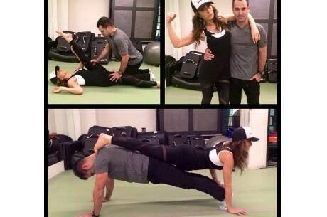 Sabrina Sato fez exercícios junto de seu personal trainer