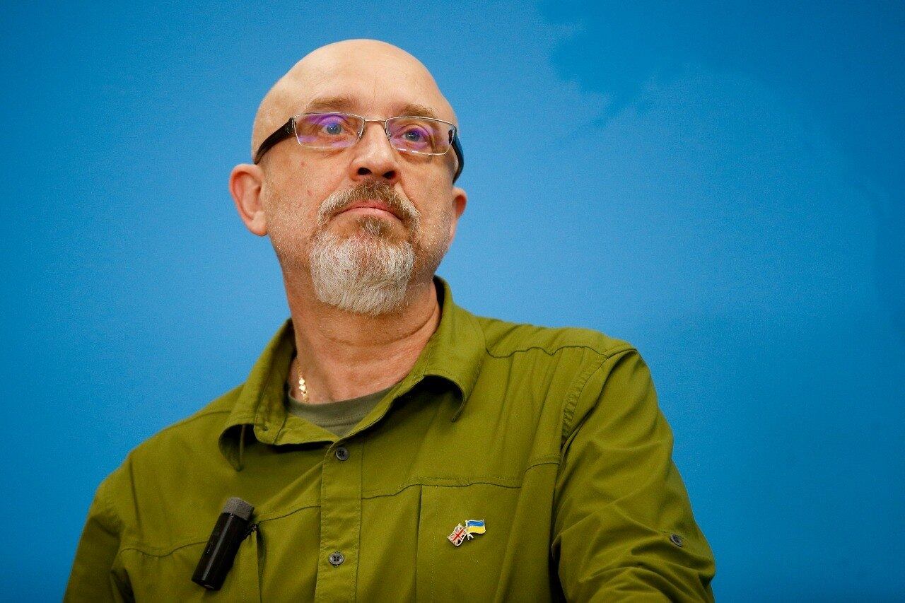 Ministro da Defesa da Ucrânia, Oleksii Reznikov, durante entrevista coletiva em Londres