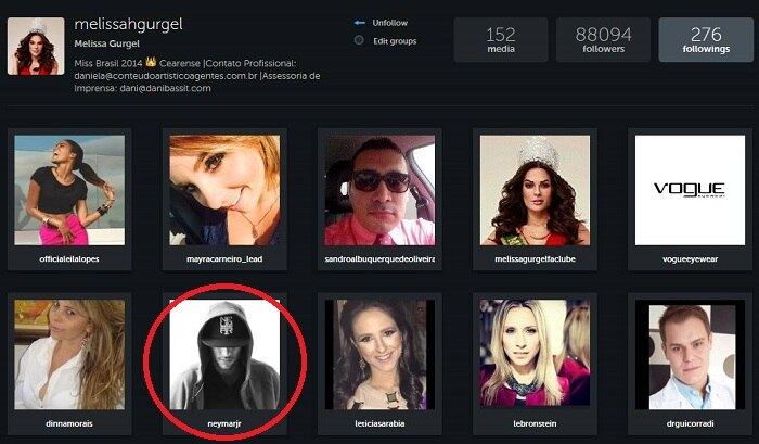A prova de que jogador e miss estão estreitando a relação está no Instagram. Na conta de Melissa, Neymar aparece como um dos últimos seguidores, mostrando que passou a prestar mais atenção nela recentemente...