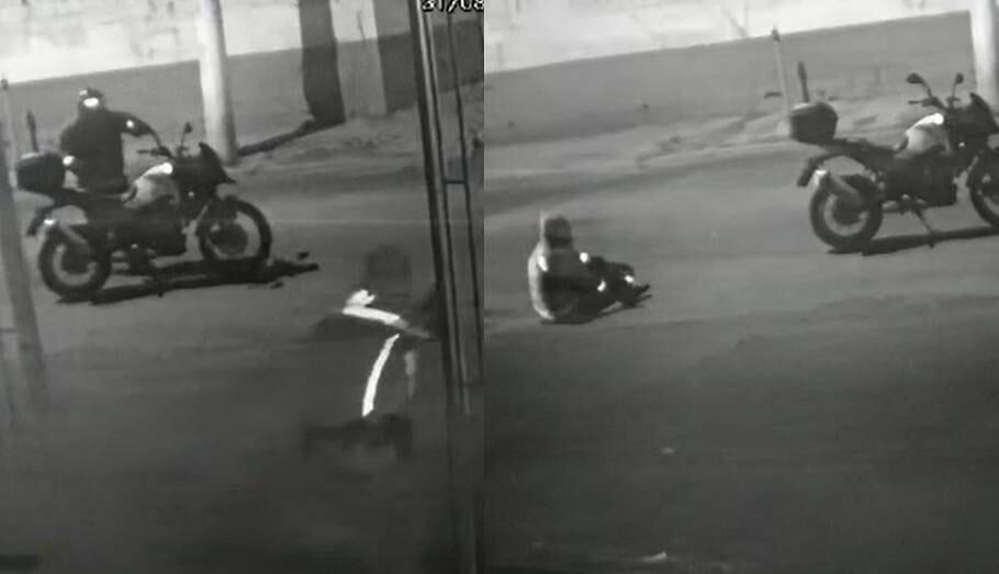 Após a tentativa de assalto, vítima ficou sentada na rua