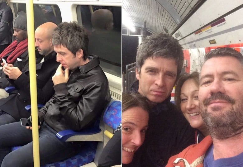 Noel tranquilão no metrô de Londres, indo trabalhar