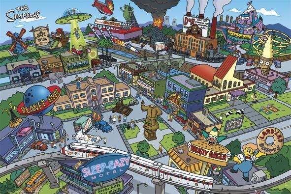 Springfield (Os Simpsons)

A cidade de Springfield, no interior dos Estados Unidos, é repleta de coisas para fazer. Entre boliches, redes de fast food, parques de diversão, bares e reservas naturais o que chama a atenção são seus moradores pouco normais, como Homer Simpson. A cidade ainda conta com uma usina nuclear e um lago radioativo! Você moraria em Springfield?