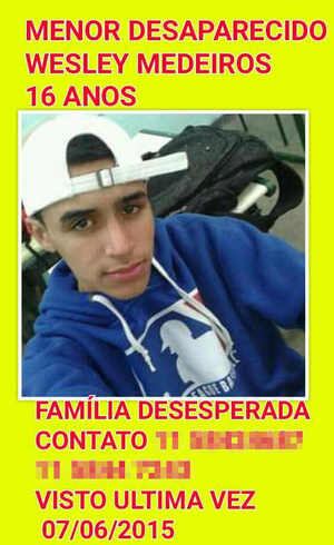 Durante as buscas por Wesley, família circulou imagem do garoto na internet
