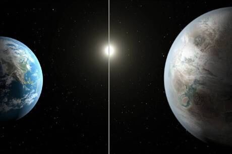 Kepler-452b e sua estrela são um pouco maiores que a Terra e o Sol