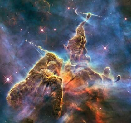 Esta foto do telescópio Hubble é de uma pequena região da imensa Nebulosa Carina