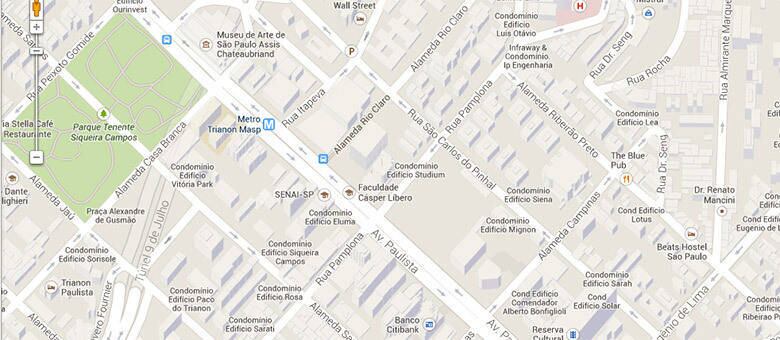 Google Maps mostra empresas no entorno da avenida Paulista, em São Paulo