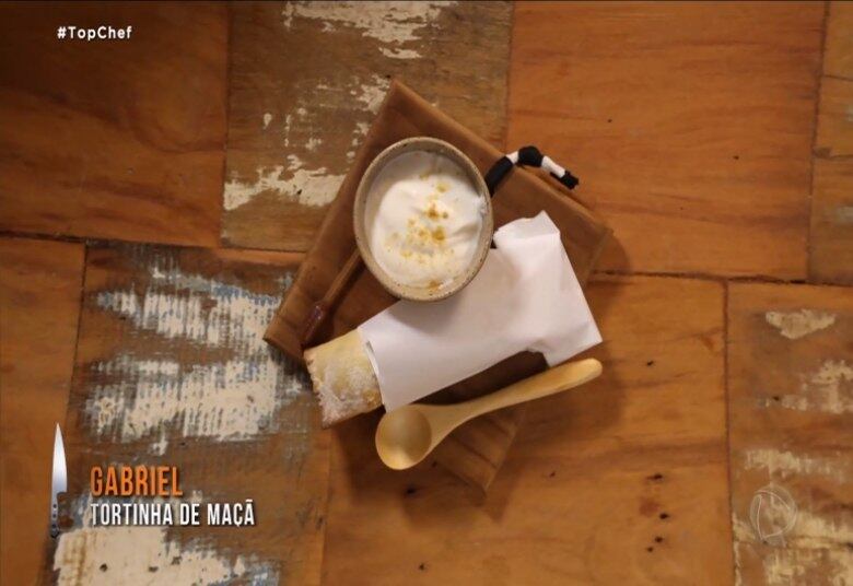 Gabriel sempre capricha na apresentação dos pratos que faz. Em uma das provas da competição, ele preparou uma tortinha de maçã, que foi bastante elogiada. A apresentação do prato fez toda a diferença