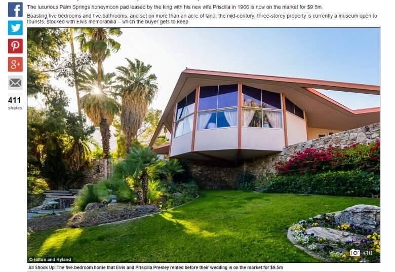 Os fãs endinheirados de Elvis Presley têm uma chance de ficar mais perto do ídolo. A luxuosa casa onde o "rei do rock" passou sua lua de mel está à venda nos Estados Unidos.

O problema, no entanto, é o preço. Para levar essa residência, que fica em Palm Springs, na Califórnia, os compradores terão que desembolsar cerca de R$ 21,2 milhões (US$ 9,5 milhões).

Veja mais nas imagens a seguir