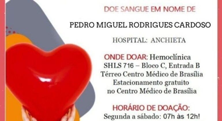Doação de sangue para Pedro Miguel Rodrigues Cardoso