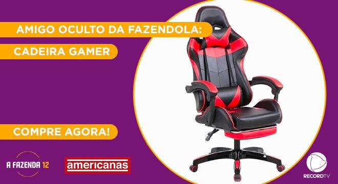 Peão: Stefani
Amigo Secreto sorteado: JP
Garanta já a sua Cadeira Gamer na Americanas!