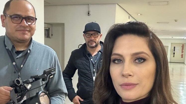 Com o repórter cinematográfico Daniel Arcanjo e o assistente Edson Nunes
