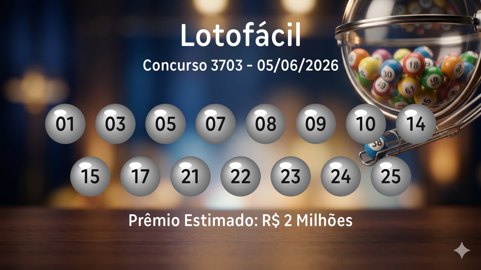 Lotofácil: veja os números sorteados no concurso 3703
