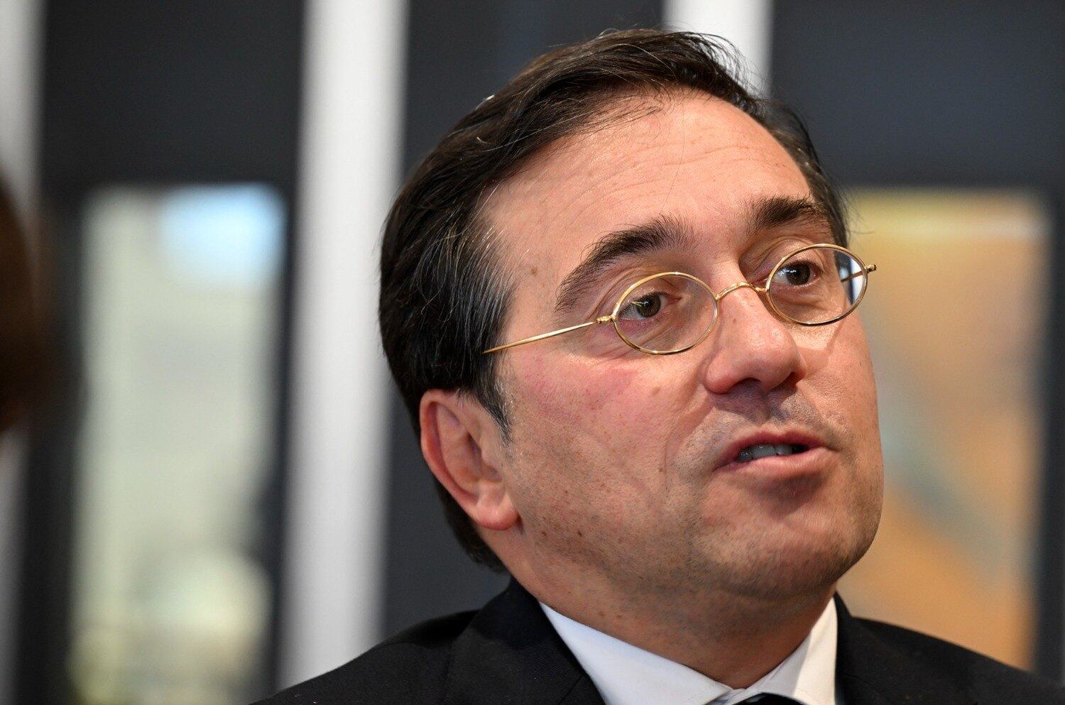 O ministro das Relações Exteriores da Espanha, José Manuel Albares, fala na cúpula do G20 em Nova Déli