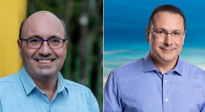 Dario Saadi (à esq.) lidera pesquisa com 42% e Rafa Zimbaldi tem 35%