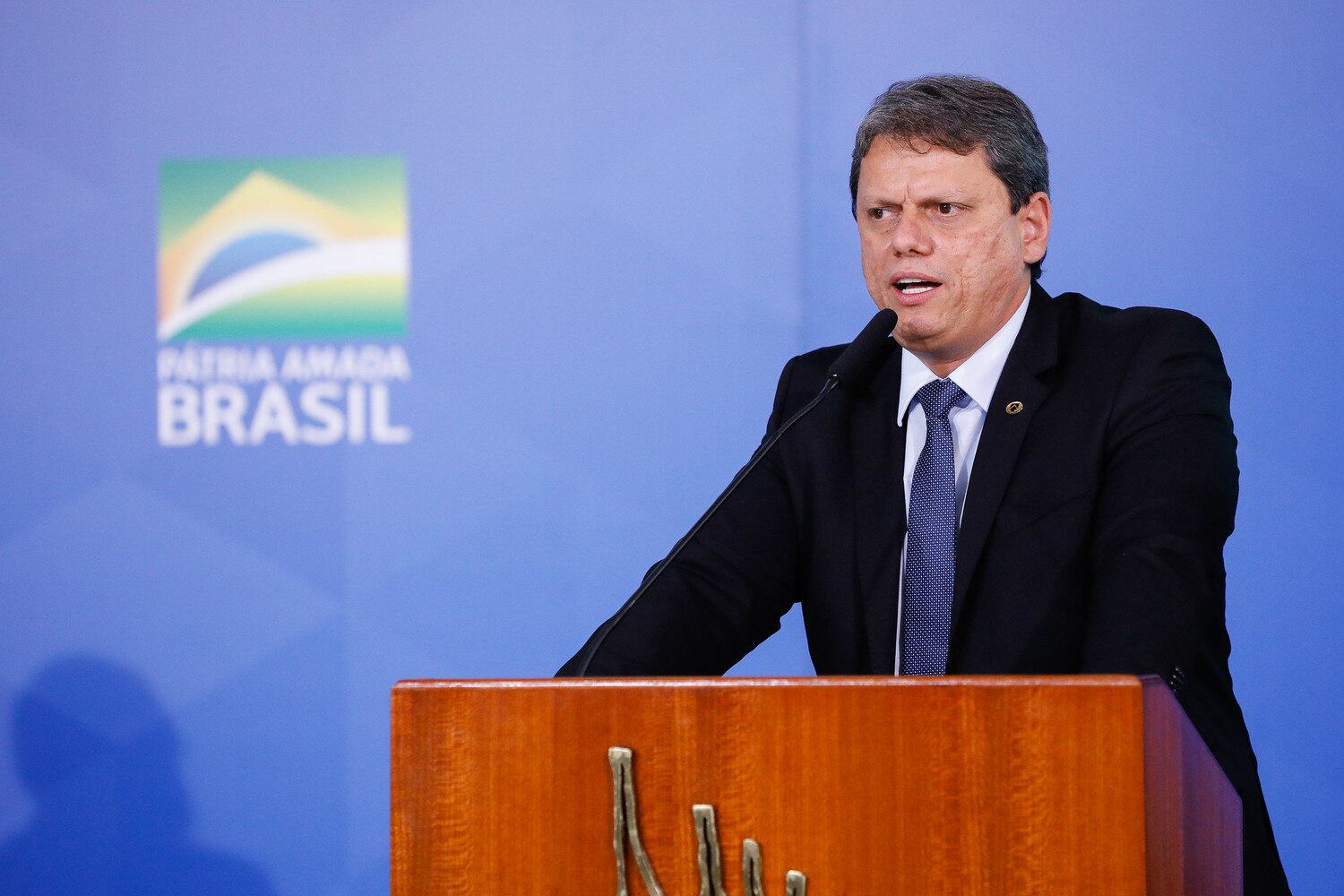 O ministro da Infraestrutura, Tarcísio Freitas