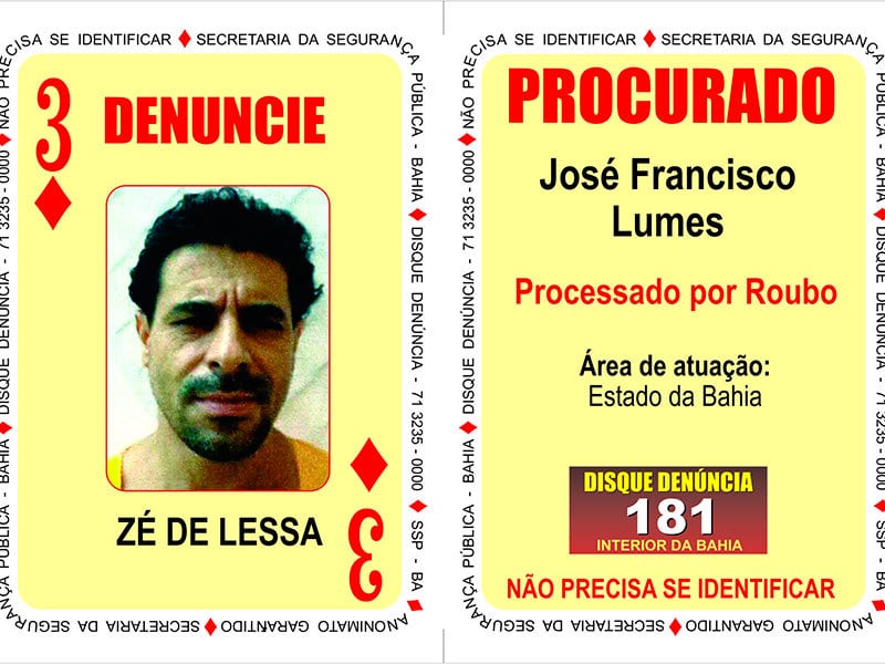 O assaltante José Francisco Lumes, o “Zé de Lessa”, tornou-se o três de Ouros