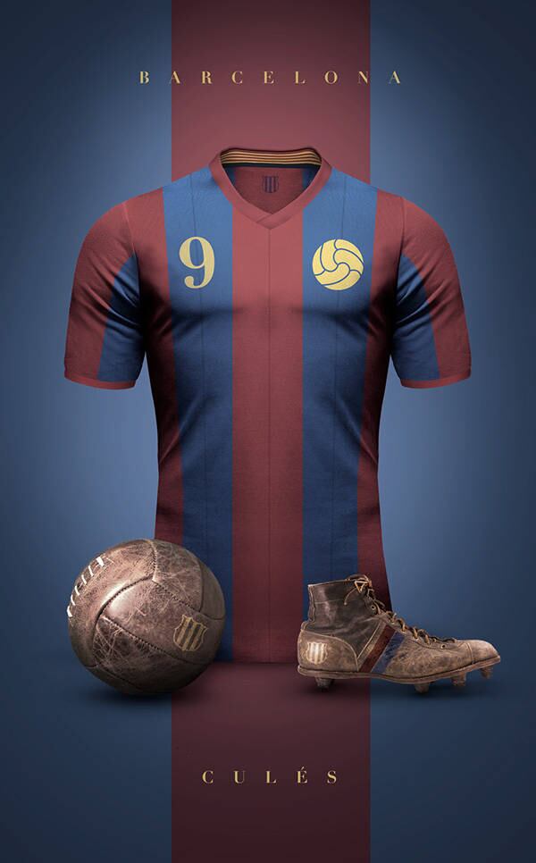 A camisa do Barcelona ficou com as cores menos vibrantes e muito elegante
