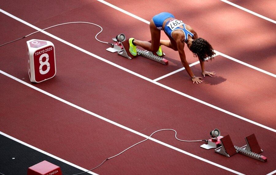 A raia onde Tsimanouskaya correria os 200m nesta 2ª ficou vazia
