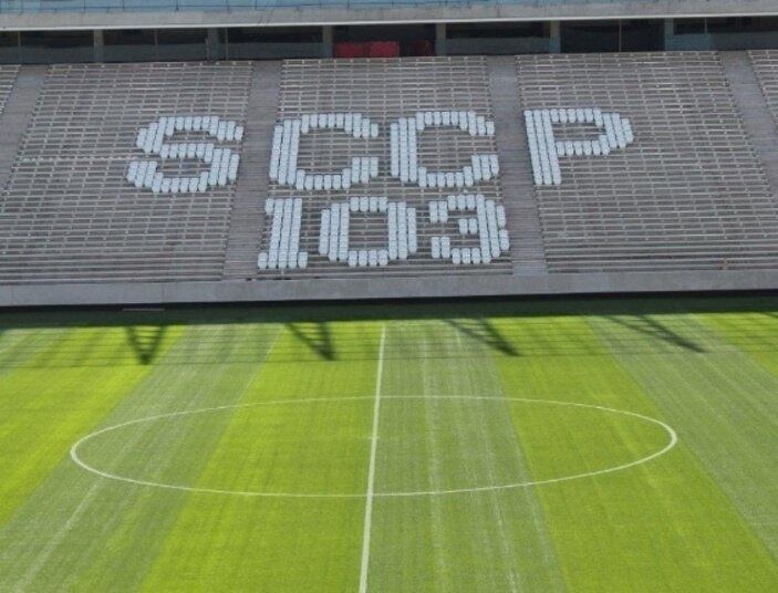Em 1º de setembro, as primeiras cadeiras do estádio foram instaladas e formaram as iniciais do clube, em comemoração aos 103 anos de fundação da equipe paulista