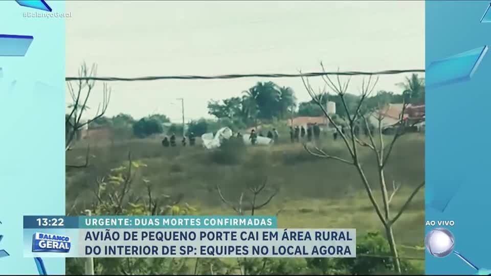 Avião de pequeno porte cai em área rural em São José do Rio Preto (SP) e deixa dois mortos