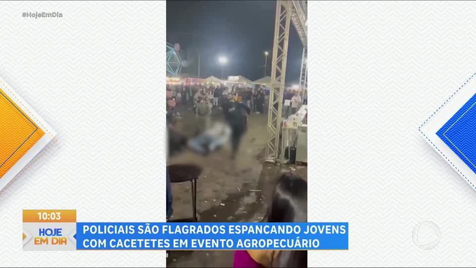 Policiais são flagrados agredindo jovens durante evento agropecuário em GO