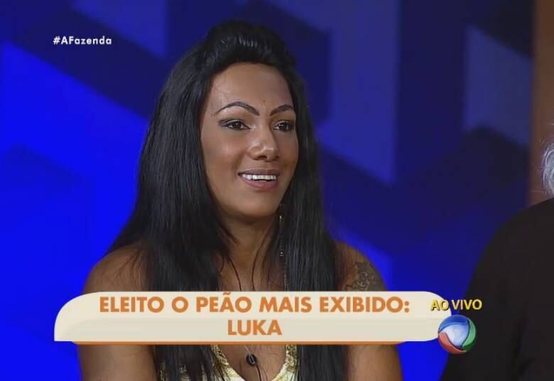 Para Quelynah, a menos intolerante, o peão mais exibido foi Marcelo Bimbi, mas quem foi eleito de verdade foi Luka Ribeiro
+ Justus lamenta ausência de Mara Maravilha em noite da lavagem de roupa suja
+ Ana Paula parabeniza Douglas pela vitória: "Estava escrito nas estrelas pra esse carinha ganhar"
+ Douglas Sampaio é o campeão de A Fazenda 8. Relembre a participação do vencedor