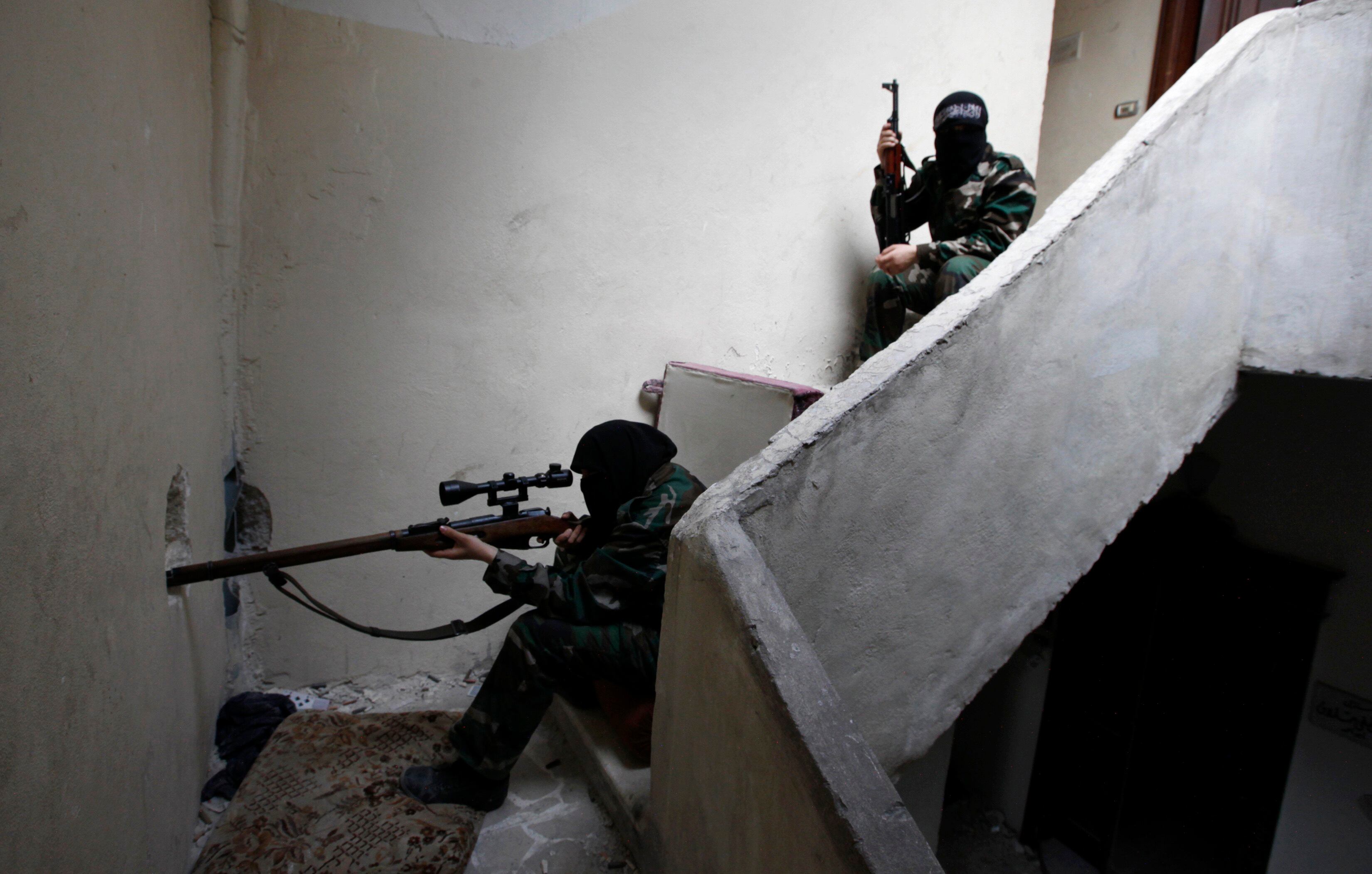 mulheres, treinamento, Síria