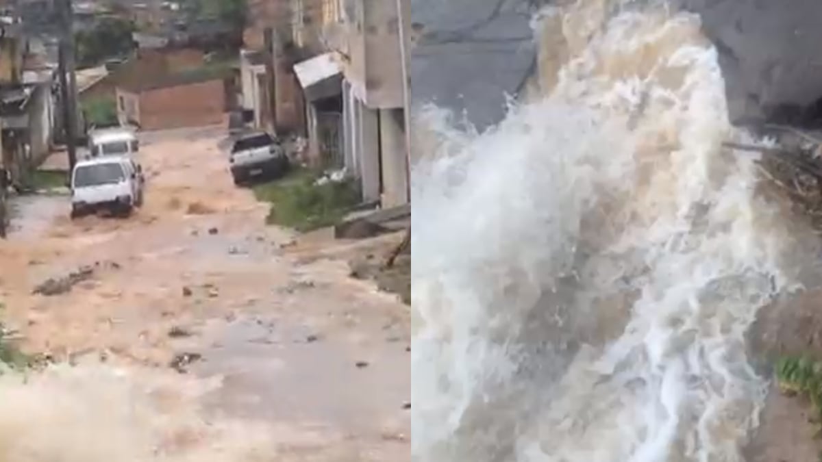 Adutora se rompeu e invadiu rua da cidade, que fica na Grande BH
