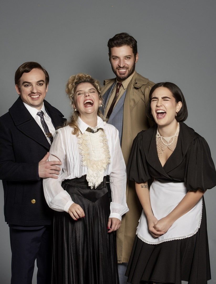 À direita, com o elenco de 'Gaslight': alegria e saudade de Jô Soares