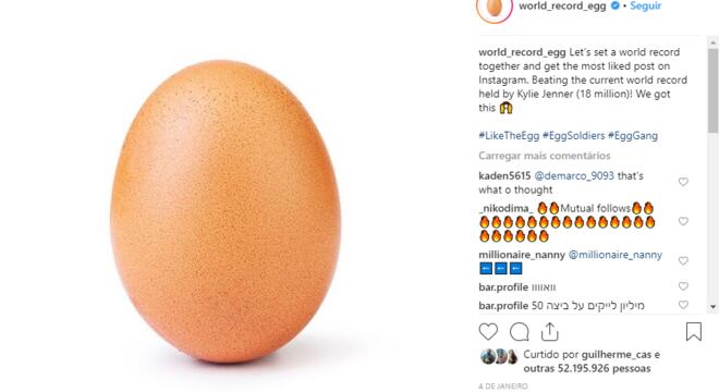 A foto é a mais curtida na rede social