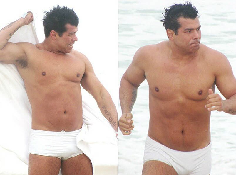Mauricio Mattar é outro fotografado de sunga branca em uma praia do Rio de Janeiro