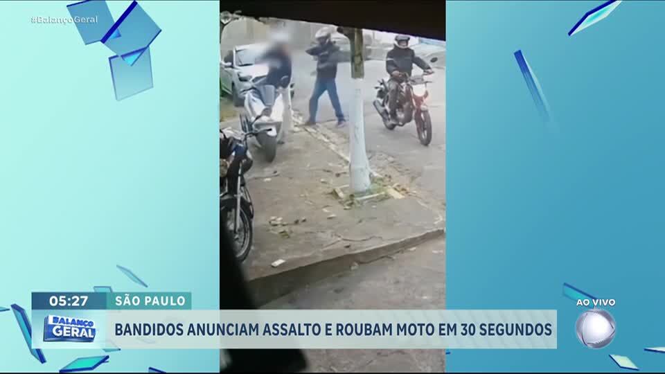 Bandidos anunciam assalto e roubam moto em menos de 30 segundos em Diadema (SP)