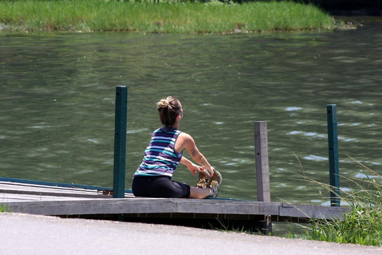 Atriz fez uma série caprichada de alongamento